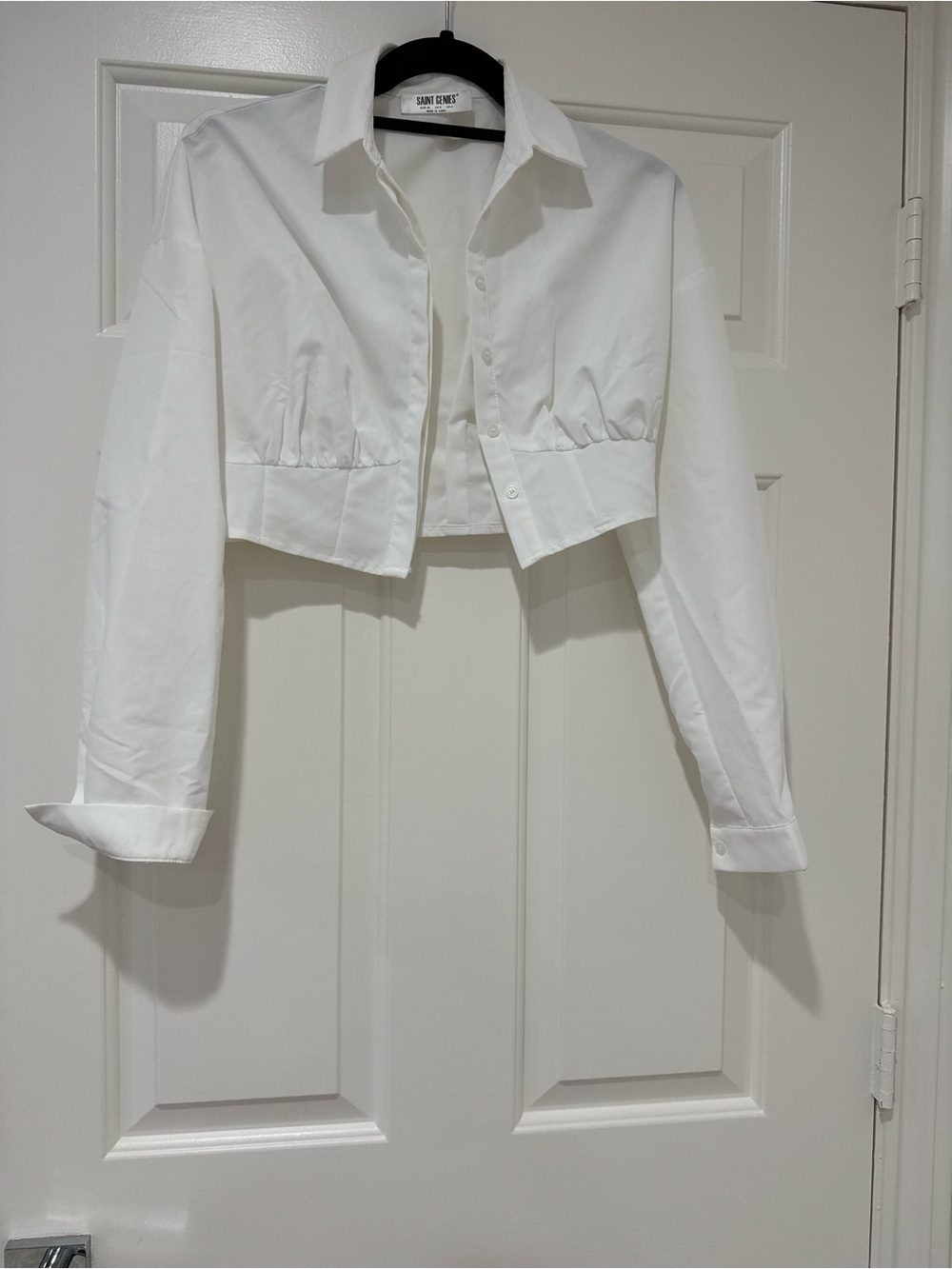Saint Genies White Cropped Button Down Shirt  size 4